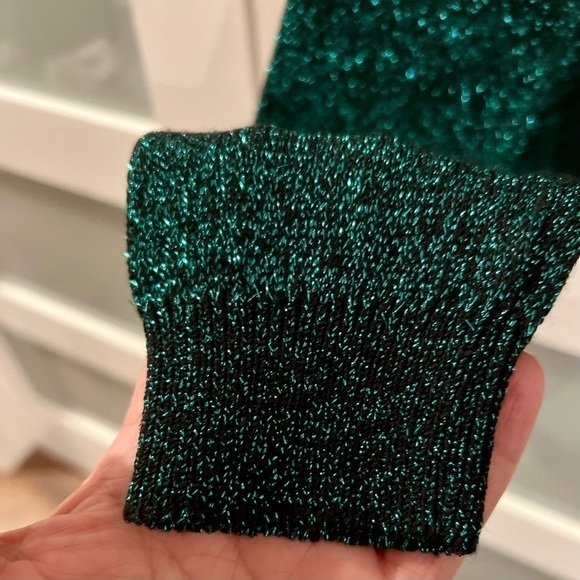 FREE PEOPLE EMMALINE metallic green cardigan. NWT Size XS - Picture 4 of 6